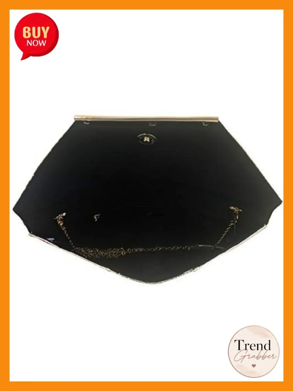 Metallic Clutch Purse with Chain Strap, Vegan Faux Leather, Evening Bag